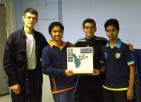 Winners of the sought-after Codecamp trophy: Team file encryption/decryption (Andrey Naralchuk, Bal Krishna Shrestha, Neer Roggel, Ajaya Mishra)